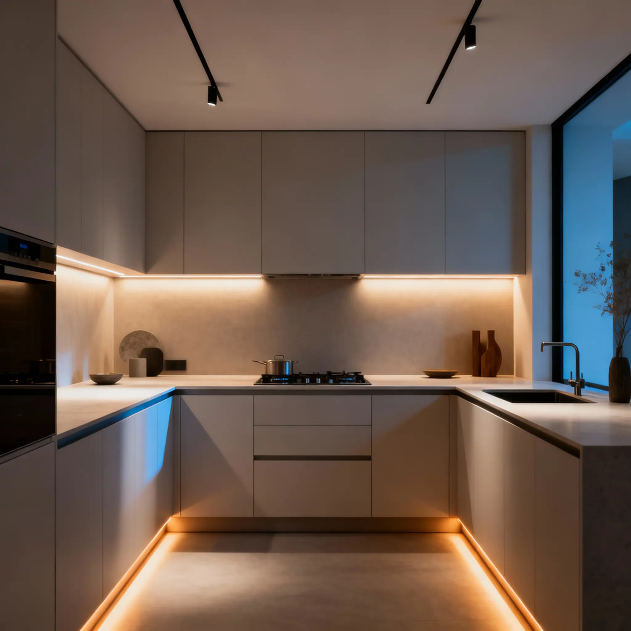 Iluminación para cocina minimalista, luces LED bajo gabinetes y cajones
