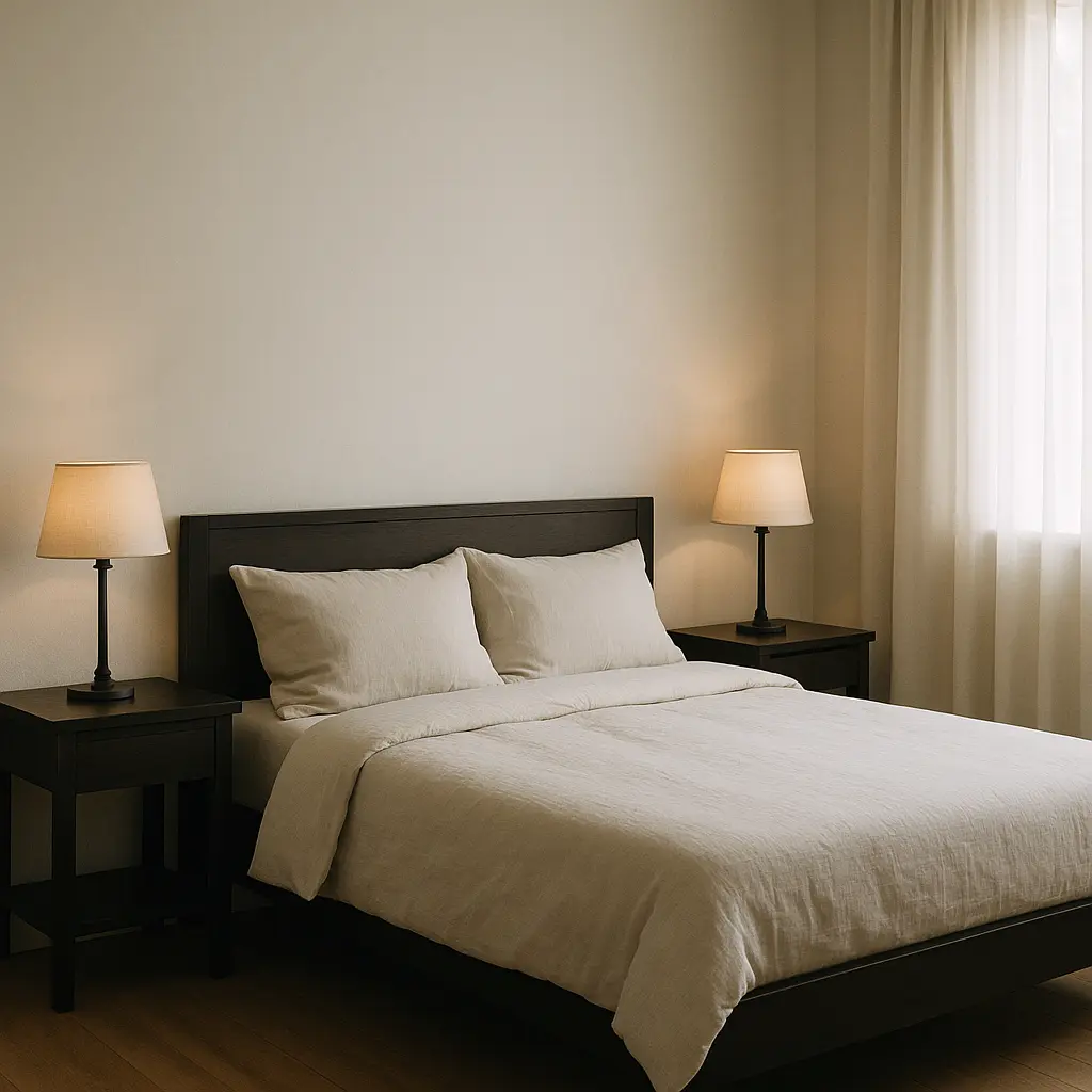 solución a muebles oscuros en dormitorio minimalista