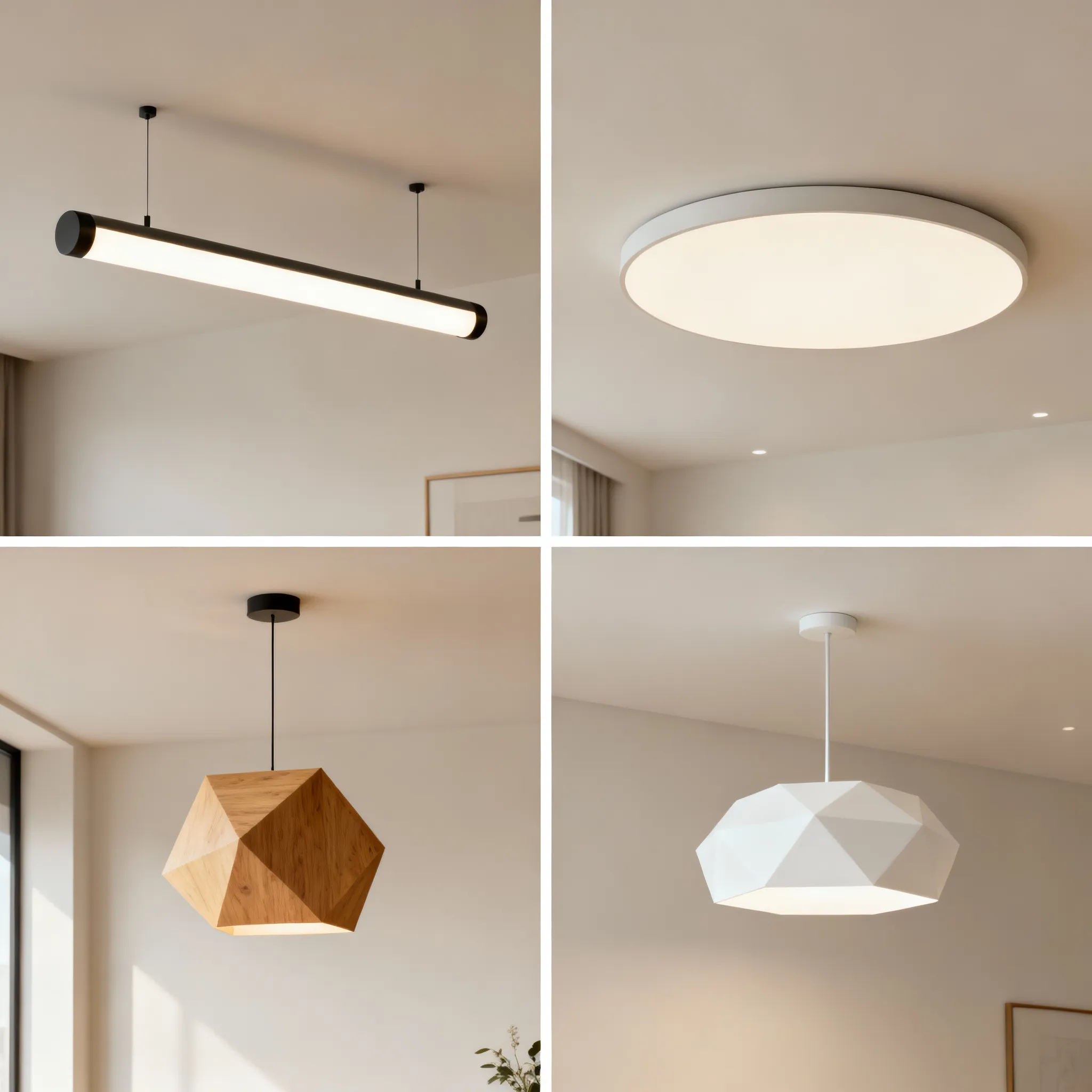 Diseños de lámparas de techo minimalistas para comedor