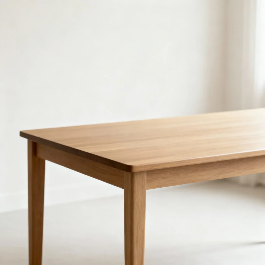 mesa de comedor minimalista rectangular en madera clara